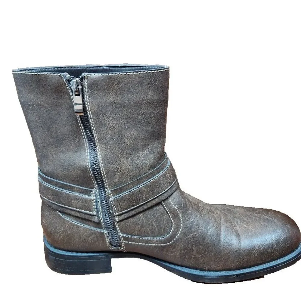 RW by Robert Wayne Conroy 207 Motorcycle Boots Men’s 10D Brown Leather Side Zip